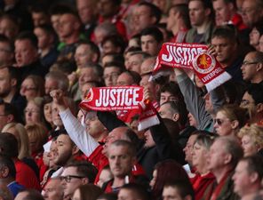 Saint-Etienne unveil Hillsborough banner during Ligue 1 game