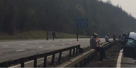 Lads spotted having a game of football on the M25 motorway