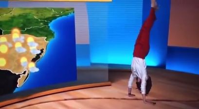 Brazilian TV presenter quits her job…then nails a handstand in the studio