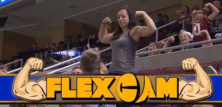 Video: Woman out-guns American Football fan on ‘FlexCam’ with her impressive biceps