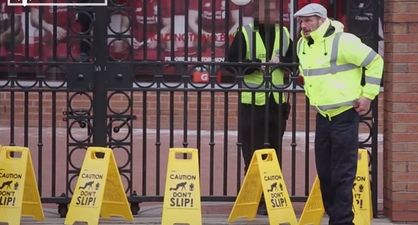 Video: Manchester United fans pull ‘don’t slip’ prank on Liverpool one year on from Gerrard’s howler