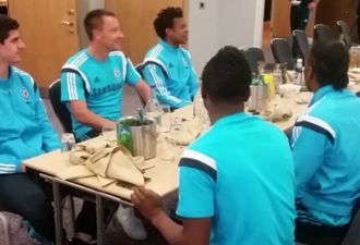 Video: Didier Drogba’s ‘boring Chelsea’ liven up with some dinner table head tennis