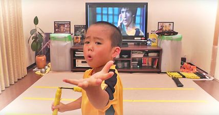 Badass kid reenacts Bruce Lee’s ‘Game of Death’ fight scene to perfection