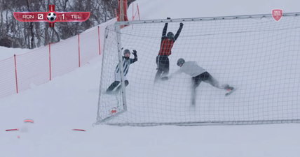 Video: You need some serious skills to play ski-football…