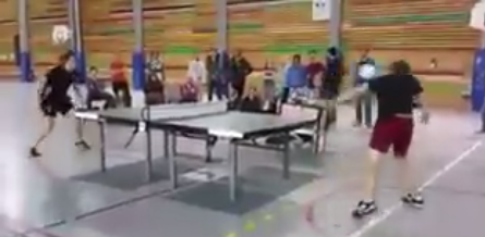 Video: Football meets table tennis with epic rally