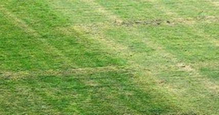 PIC: Nazi swastika cut into pitch before the Italy vs Croatia game