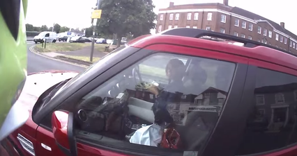 Video: Cyclist loses his sh*t at driver eating a bowl of cereal behind the wheel