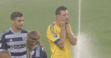 Groundsman pocket dials sprinkler system during MLS game (Video)