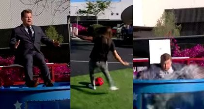 US Women’s World Cup hero Carli Lloyd pinpoint penalty drops James Corden into dunk tank (Video)