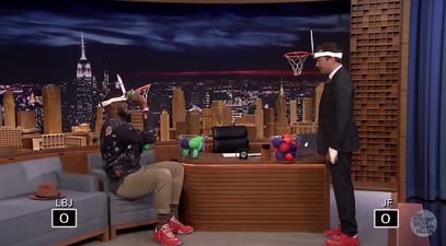 Jimmy Fallon takes on LeBron James at ‘Faceketball’ (Video)