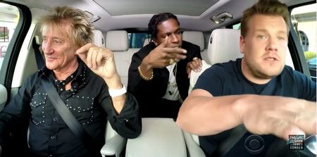 Hilarious video of Rod Stewart, James Corden and A$AP Rocky singing karaoke in a car