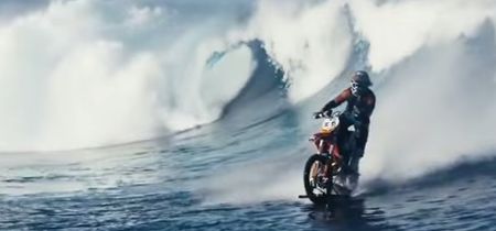 Stunt rider takes on wave on a dirt bike; awesomeness ensues