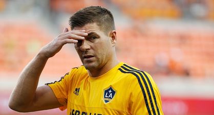 Steven Gerrard smacks ball into opponent’s face from point-blank range