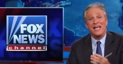 Watch Jon Stewart issue a brilliant parting shot at Fox News…