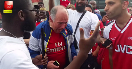 Claude the Gooner loses it at gatecrashing Man United fan (Video)