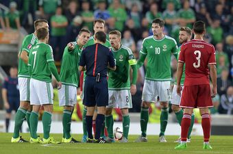 Watch this Northern Ireland player get sent off for two bookable offences in the one passage of play