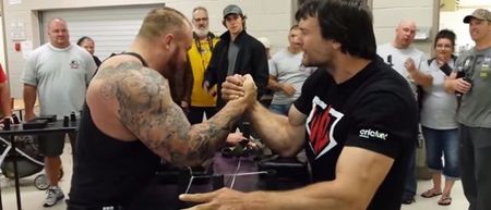 Game of Thrones’ star and strongman ‘The Mountain’ gets owned by arm wrestling champ (Video)