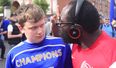 Chelsea supporter gives a lesson in how to deal with a complaining rival fan (Video)