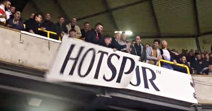 Arsenal fans rip up White Hart Lane hoardings amidst North London battle (Videos)