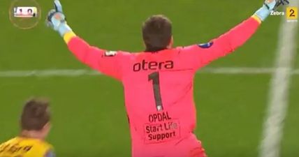 Stop what you’re doing because a goalkeeper has just scored an equaliser… from his own half (Video)