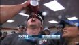 Watch this baseball player pause a post-game interview to drink a beer