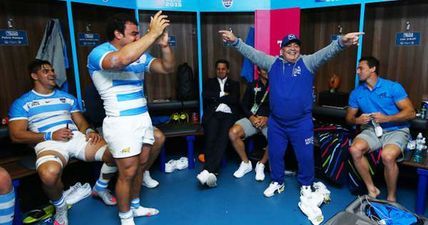 Watch Maradona leading the celebrations in the Argentina rugby team’s dressing room (Video)