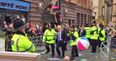 Manchester pelts Boris Johnson with multi-coloured balls (Video)