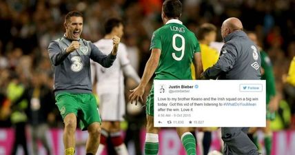 Ireland’s biggest fan Justin Bieber was buzzing after the win against Germany (Video)