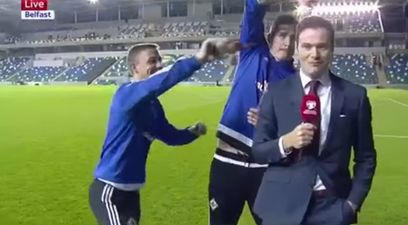 Sky Sports reporter drenched with beer by jubilant Northern Ireland players (Video)