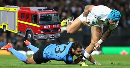 Even the Fire Brigade was trolling England’s Rugby World Cup flops during the Uruguay game