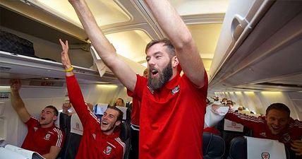 Joe Ledley looks as high as a kite throwing rave shapes in Welsh celebration (Video)