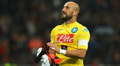 Watch Pepe Reina lose his mind celebrating Napoli’s opening goal against Fiorentina (Video)