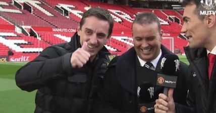 Gary Neville gatecrashes MUTV with confident derby prediction (Video)