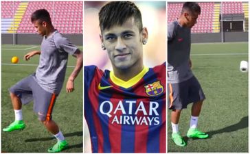 Neymar challenged to do keepy-uppies with some very random objects (Video)