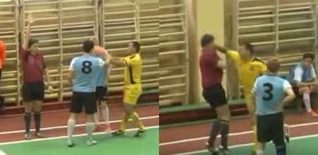 Russian futsal player takes out ref with a crunching haymaker (Video)