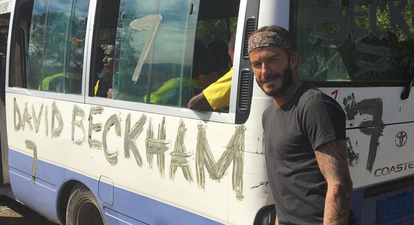 David Beckham is making footballs from banana leaves on UNICEF tour