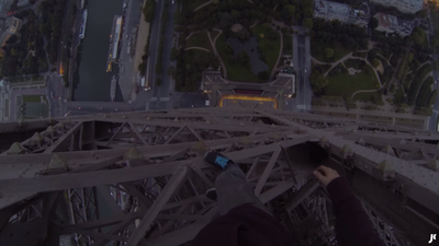 Watch the dizzying first-person footage of a British man climbing the Eiffel Tower with no equipment