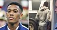 Anthony Martial leaves Wembley on crutches (Video)