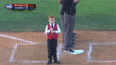 Watch this 7-year-old battle through hiccups to deliver pre-game national anthem