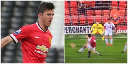 Young Man United midfielder Sean Goss scored this classy winner against Liverpool U21 (Video)