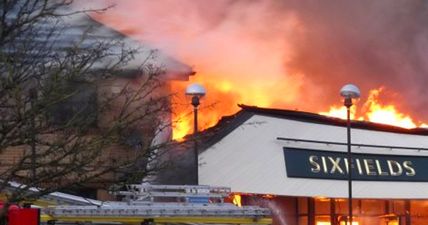 FA Cup tie continues as fans watch local pub burn from inside the stadium (Pics)