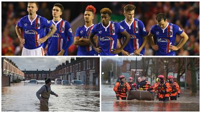 Carlisle United’s ground is swamped by floods…but the players’ response is amazing