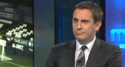 Gary Neville takes a cheeky dig at himself as goals fly in between Arsenal and Liverpool