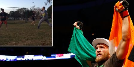 Conor McGregor prepares for Jose Aldo with a high-energy game of catch (Video)