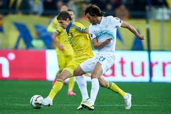 Dynamo Kiev star gets clotheslined by a team-mate after scoring (Video)