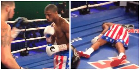 Watch British boxer viciously KO actor Michael B Jordan during rehearsals for Creed