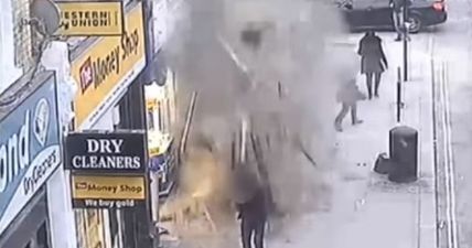 Watch these London pedestrians’ incredibly lucky escape after city roof collapses