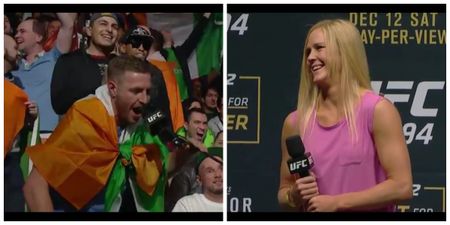 Cheeky Conor McGregor fan serenades Holly Holm at UFC 194 (Video)