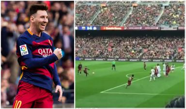 This Barcelona fan captured Lionel Messi’s sublime free-kick in glorious slow motion (Video)