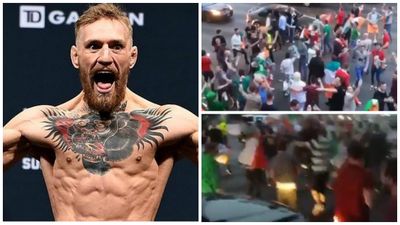 Rowdy Irish fans of Conor McGregor shut down this Las Vegas street before Jose Aldo fight (Video)